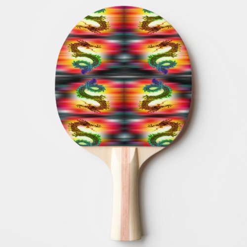 Rainbow dragons ping pong paddle