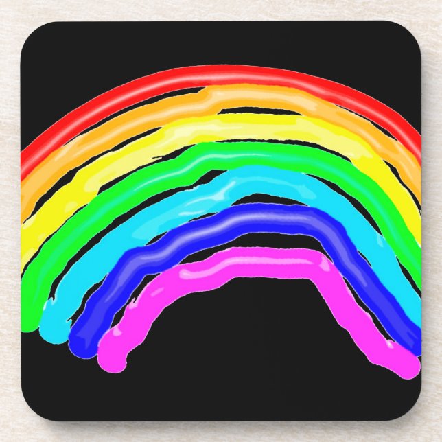 Rainbow drawn beverage coaster (Front)