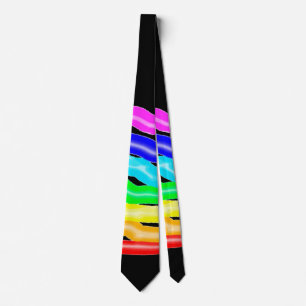 Rainbow drawn neck tie