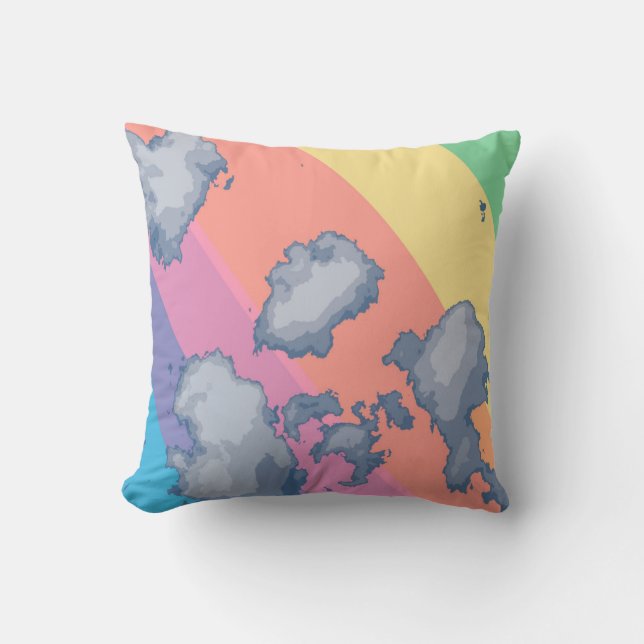 Rainbow drawn throw pillow (Front)