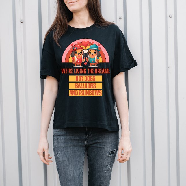 Rainbow Dream: Adorable Hot Dog Characters T-Shirt (Creator Uploaded)