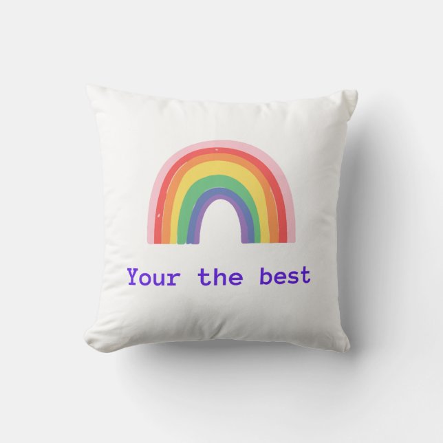 Rainbow Dreams Decorative Pillow – Pastel Stripes  (Front)