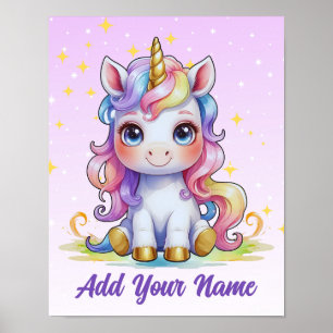 Rainbow Dreams Unicorn – Name Art Print