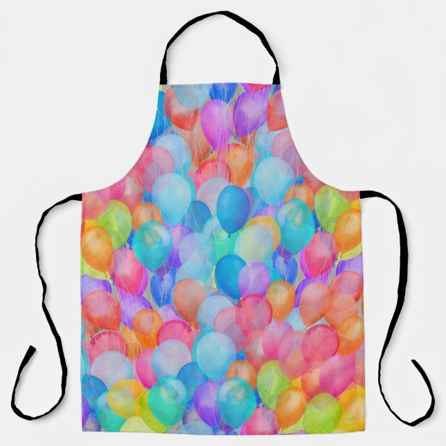 Rainbow Dreams: Watercolor Balloon Art Apron (Front)