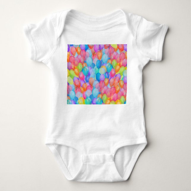 Rainbow Dreams: Watercolor Balloon Art Baby Bodysuit (Front)
