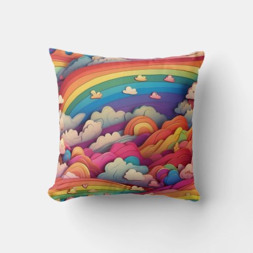 Rainbow Dreams Where Hope Meets Sky Throw Pillow