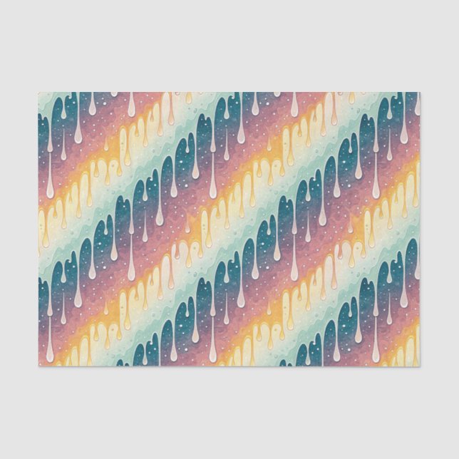Rainbow Drip Abstract Colorful Liquid Art Pattern Tissue Paper (Front)