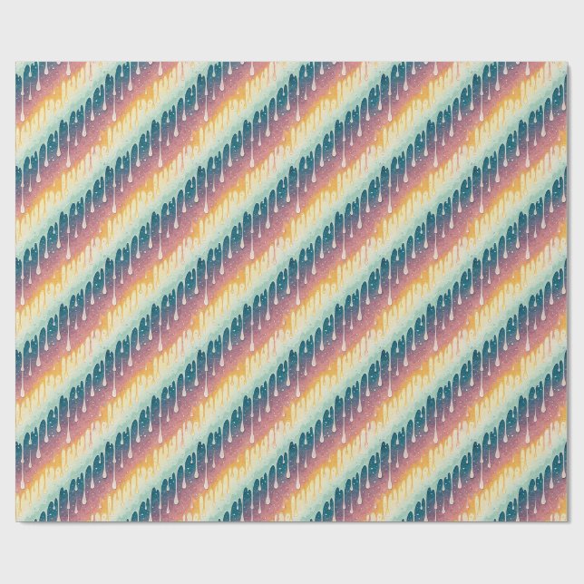 Rainbow Drip Abstract Colorful Liquid Art Pattern Wrapping Paper (Flat)