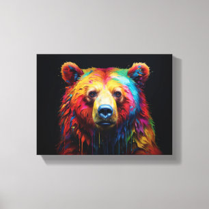 Rainbow Drip Bear Canvas Print