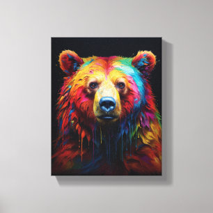 Rainbow Drip Bear Canvas Print