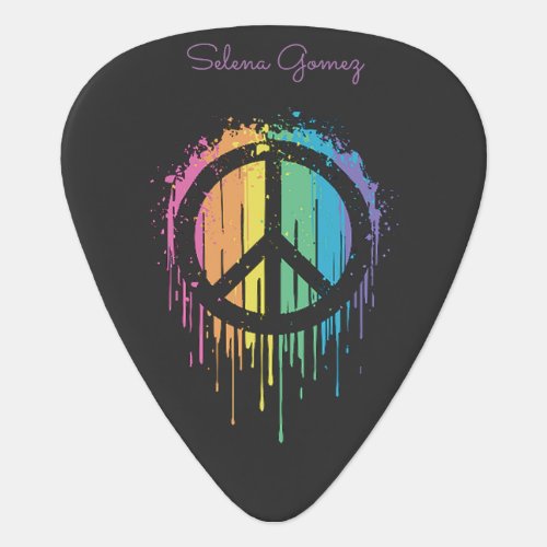 Rainbow Drip Peace Personalized Guitar Pick