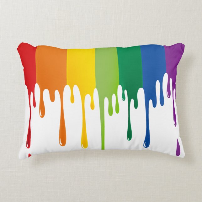 Rainbow Dripping Paint Liquid Abstract Art Accent Pillow (Front)