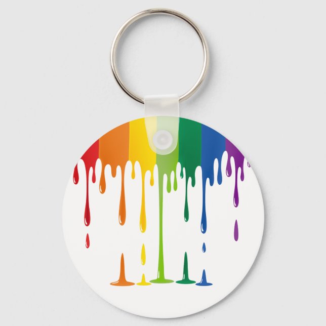 Rainbow Dripping Paint Liquid Abstract Art Keychain (Front)