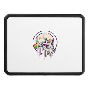Rainbow Dripping Skull Vintage Engraving Design_1 Hitch Cover