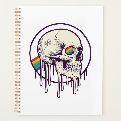 Rainbow Dripping Skull Vintage Engraving Design_1 Planner
