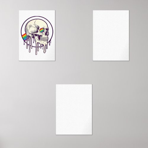 Rainbow Dripping Skull Vintage Engraving Design_1 Wall Art Sets