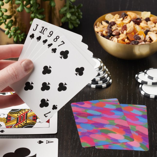 Rainbow Droplets Colorful Abstract Pattern Poker Cards (In Situ)