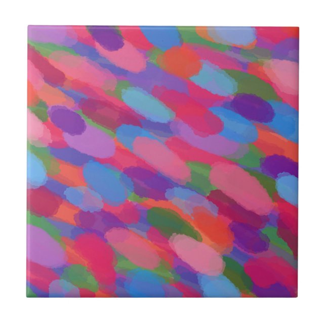 Rainbow Droplets Colorful Abstract Pattern Tile (Front)