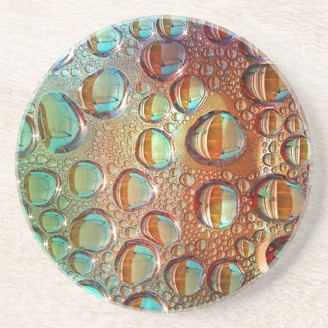 Rainbow Drops Sandstone Coaster (Front)