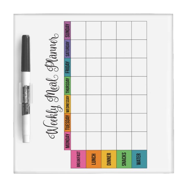 Rainbow Dry-Erase Meal Planner Dry Erase Board (Front)