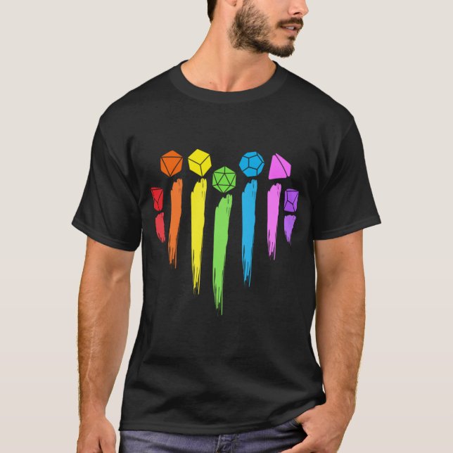 Rainbow Dungeons Dragons Heart LGBTQ friends T-Shirt (Front)