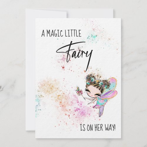  Rainbow Dust Fairy Baby Girl Shower Invitation
