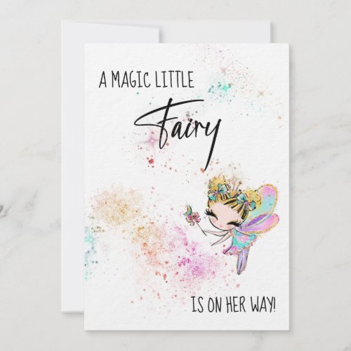  Rainbow Dust Fairy Baby Shower Invitation