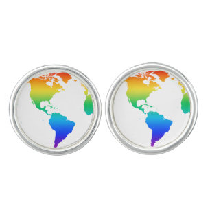 Rainbow Earth Round Cufflinks