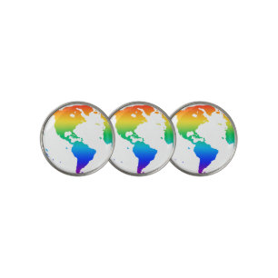 Rainbow Earth Round Golf Ball Marker