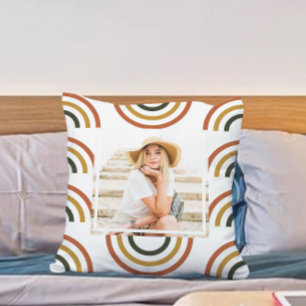 Rainbow Earth Tones Photo Throw Pillow