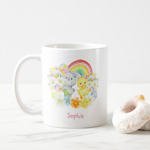 Rainbow Easter Bunny and Chick Coffee Mug