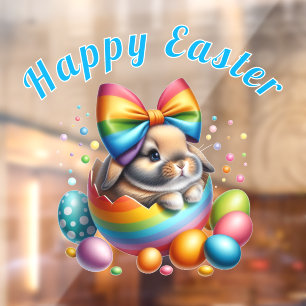 Rainbow Easter Bunny Colorful Egg Spring Art Window Cling