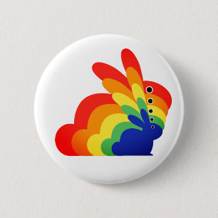 Rainbow Easter Bunny - Easter Button
