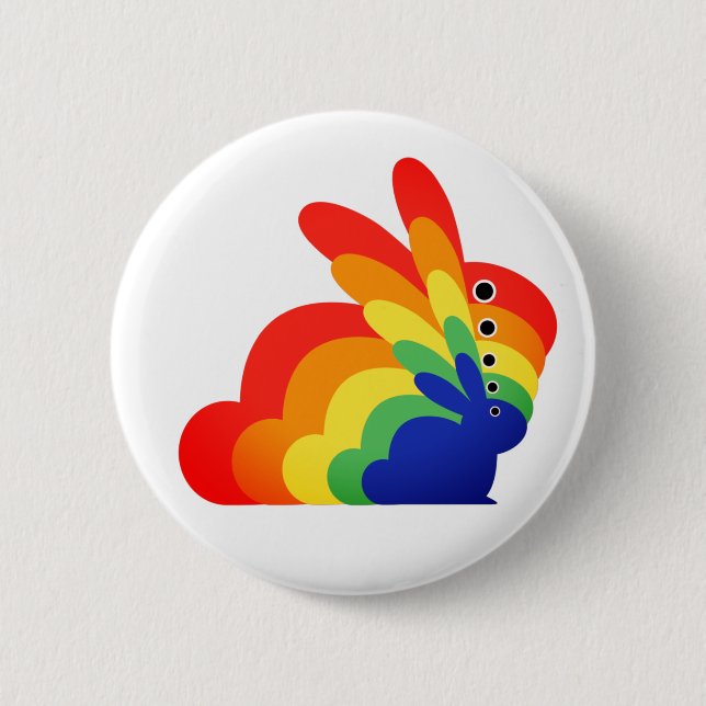 Rainbow Easter Bunny - Easter Button (Front)