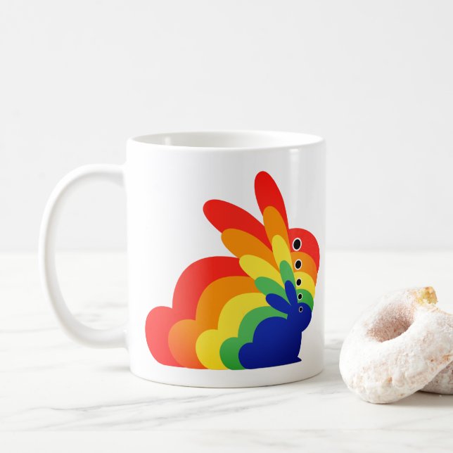 Rainbow Easter Bunny - Easter Coffee Mug (With Donut)