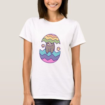 Rainbow Easter Egg Sloth T-shirt by saradaboru at Zazzle