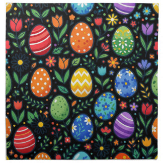 Rainbow Easter Eggs and Flowers Cloth Napkin