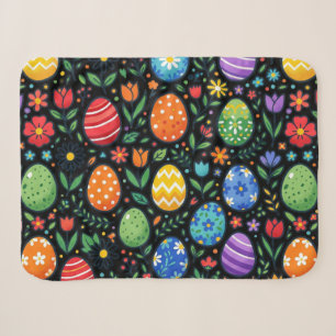 Rainbow Easter Eggs & Flowers Sherpa Blanket