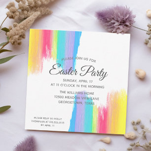 Rainbow Easter Party Elegant Watercolor Purple Invitation