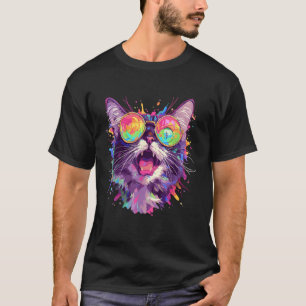 Rainbow EDM Cat Trippy Party T-Shirt