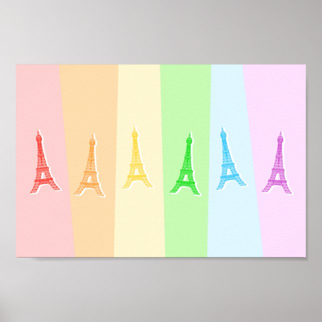 Rainbow Eiffel Tower Poster (Front)