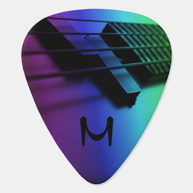 Rainbow Electric Guitar Monogram Guitar Pick (Back)