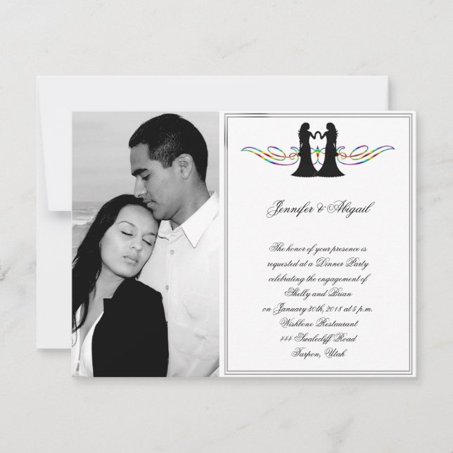 Rainbow Elegance Brides Wedding Engagement Invitation (Front)