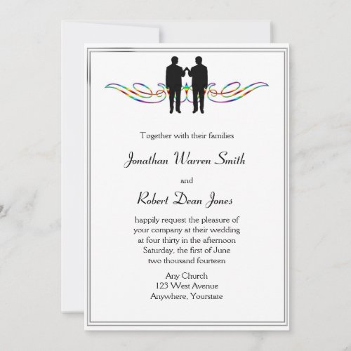 Rainbow Elegance Gay Groom Wedding Invitation