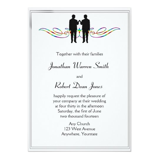 Rainbow Elegance Gay Groom Wedding Invitation