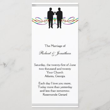 Rainbow Elegance Groom Gay Wedding Program by NoteableExpressions at Zazzle