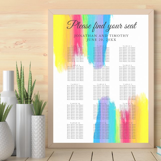 Rainbow Elegant LGBTQ Wedding Table Seating Chart (Creator Uploaded)