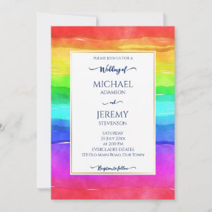 Rainbow elegant qr code RSVP modern Invitation