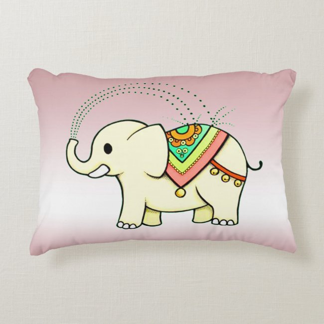 Rainbow Elephant Accent Pillow