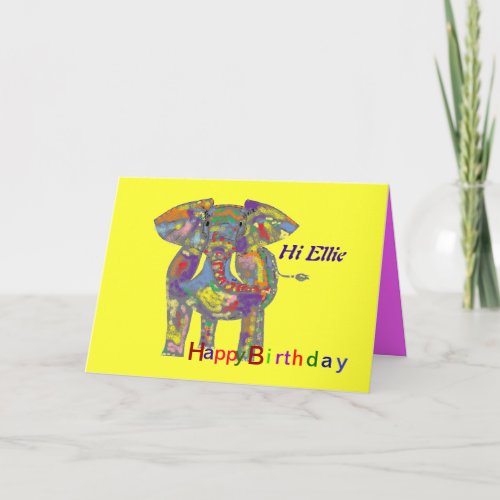 Rainbow Elephant Birthday Card customize